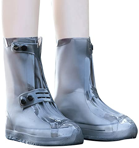 ICRPSTU 1 Pair Shoes Cover - Waterproof Non-Slip Shoes Protectors Reusable Foldable Silicone Thicken Rain Boots Overshoes for Women Men (XL, Brown Color)