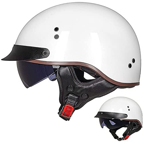 Casque Bol Homologué ECE Casque Jet Brain - Cap Casque Moto Demi-Casque Casque Ouvert à DéGagement Rapide VisièRe IntéGréE Croiseur Scooter Chopper Cyclomoteur Casque Hommes,L-L=（59~60cm）