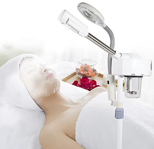 Gesichtsdampfer, Bedampfer mit Lupenleuchte Dampfgerät für Gesicht Gesichtssauna Bedampfer Dampf Maschine Facial Steamer Feuchtigkeitsspendende Schönheit Instrument,für Zuhause Salon Spa