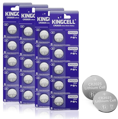 KINGCELL CR2025 Lithium 3V Coin Battery (20 Pack) - 70% Extra Life & Leakproof Design & Child Safe - For Key Fobs, Fitness Watches and 3D Glasses - 10 Year Shelf Life Guaranteed