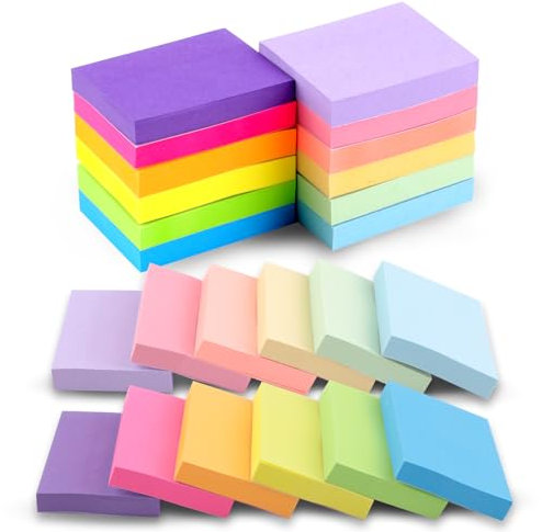 12 Stück Klebezettel, Haftnotizen Klein, 50X38mm Sticky Notes, 12 Farben Selbstklebende Haftnotizzettel Klebezettel Bunt für Büro Zuhause Schule Sitzung