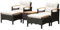 LIFEZEAL Rattan Gartenmöbel 5er Set, Gartensessel Terrassenstuhl Akazienholz mit Ottomane & Beistelltisch & Kissen, Lounge Set mit Armlehnen für 2-4 Personen
