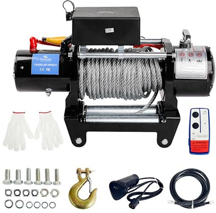 ROOMARK Cabrestante Eléctrico 12V,12000LBS/5443Kg,Cabrestante con 9mm Cuerda de Acero,de Control Remoto Inalámbrico y de Mano de 100 metros,para ATV SUV Camiones