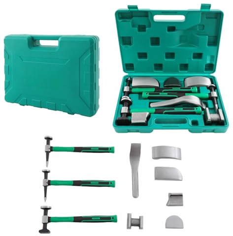 Konfiur Karosserie Ausbeul Werkzeug Set, 9-tlg Hammerset Ausbeulwerkzeug Satz mit Kugelhammer, Hammerset Ausbeulwerkzeug satz für Paintless Dent Repair an Auto & Motorrad