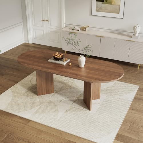 Merax Table à manger extensible 120/160 x 80 cm, avec plateau de 18 mm, coins arrondis, table pliante peu encombrante pour salle à manger et cuisine, couleur bois foncé