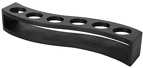 Agatige Shot Glass Holder, S-shape Wooden 6 Shot Glass Dispenser Heavy Base Bar Serving Tray for Whisky Brandy Vodka Rum Tequila Glasses at Home Party Bar