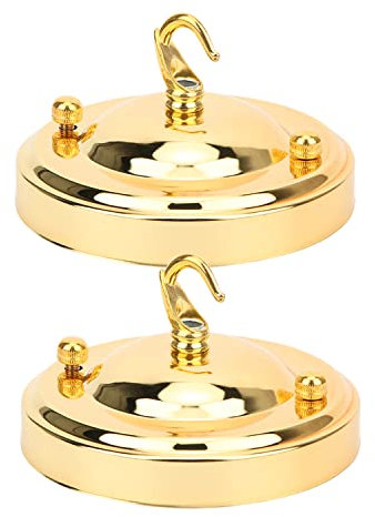 2 Pezzi Rosone da Soffitto con Gancio, Lampadario a Soffitto in Ferro Vintage con Piastra a Gancio Accessori per Lampade a Sospensione Multiuso(d'oro)