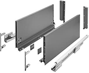 MS Beschläge Schubladensystem Schubkastensystem Soft Close Funktion Küchenschublade 40 kg Traglast Schubladen-Set Anthrazit Schubladenauszug Vollauszug (Länge: 450mm, Höhe: 200mm)