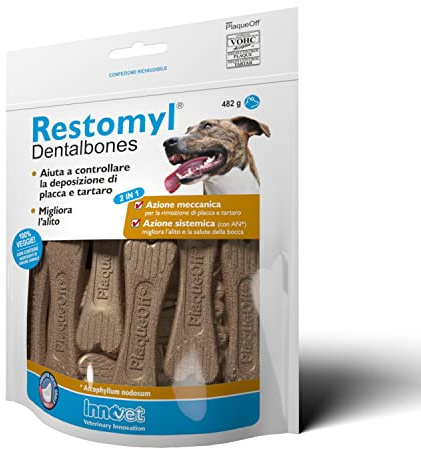 Restomyl Dentalbones per Cani - Supporto Nutrizionale, Migliora l'Alito e Aiuta a Controllare la Formazione di Placca e Tartaro - Pratici Ossetti Masticabili
