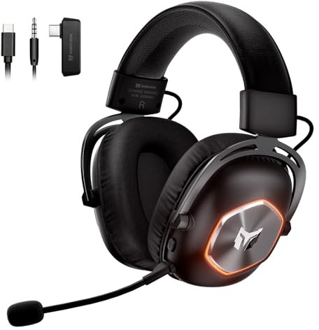 BIGBIG WON HALO PRO 2.4GHz Kabelloses Gaming-Headset für PC, PS, Switch, Bluetooth 5.3 Gaming-Kopfhörer mit Geräuschunterdrückendem Mikrofon und 35 Stunden Akku, 3,5 mm Kabelgebundener Modus für Xbox