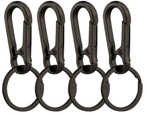 Sugeru 4PCS Metall Schlüsselanhänger - Zinklegierung-Anti-Rust | schlüsselanhänger karabiner karabinerhaken | Keychain | Schlüsselring | schlüsselbund Organizer - Multifunktion (4PCS - Schwarz)