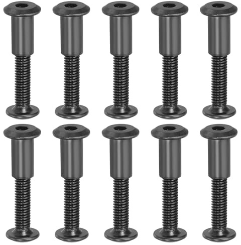 PATIKIL M6 x 25 mm Hex Chicago Screws,10 Set Binding Screw Posts | Posts Connecting Hex Drive Socket Cap Bolt Nuts,for Scrapbook Leather Belt Album Photo Furniture Repair,Black