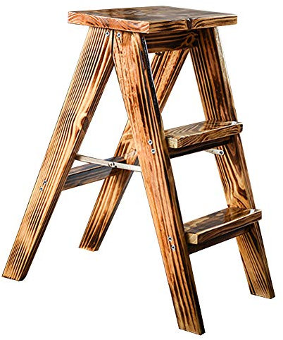 Retro 3-stegspall Utility-stege Vikbar stegstege, bärbar skobänk/blomställ Trästegar Små fotpallar