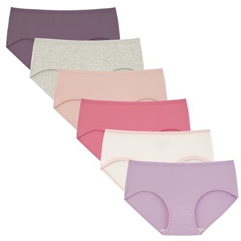INNERSY Braguitas Niña Algodón Bragas para Adolescente 8-16 Años Pack de 6 | Ropa Interior Cintura Media, Culottes Niñas Deportivas, Entrepierna 100% Algodon Transpirables, Sin Etiquetas, Uso Diario