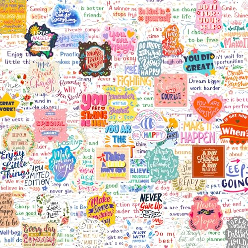 Lunhoo 100 PCS Inspirational Stickers, Waterproof Motivational Stickers, Positives Scrapbook Stickers for Laptop, Phone, Water Bottles, Skateboard
