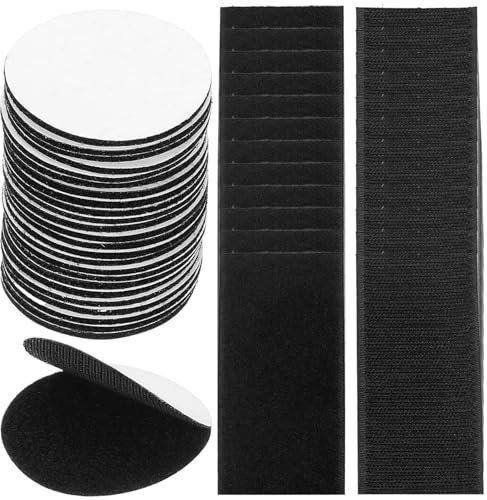 CATOR 24 Pares Belcro Adhesivo Doble Cara Fuerte, Negro Cinta Belcro Adhesivo Fuerte, Cinta Adhesiva Doble Cara, Adhesivo Doble Cara Extrafuerte Reutilizable para Alfombra Doméstica