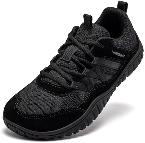 HOBIBEAR, scarpe a piedi nudi larghe per uomo e donna, scarpe da passeggio, da trail running, sneaker | suola a caduta zero | leggere e comode, Tutto nero, 37.5 EU