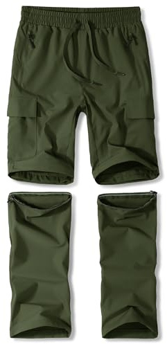 Kinder Wanderhose Unisex Jugend 2-in-1 Zip Off Outdoorhose Trekkinghose für den Sommer Wasserdicht Leicht Schnelltrocknend Grün XL