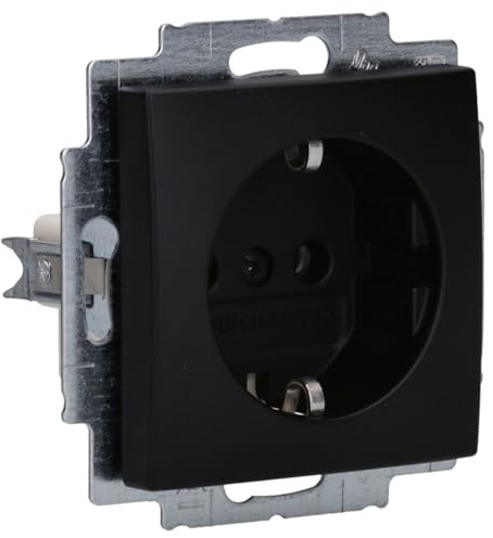 Busch-Jaeger 20 EUC-915 SCHUKO® Steckdosen-Einsatz mit Steckanschluss Busch-balance® SI Schwarz Matt 2CKA002011A6341