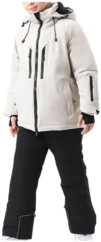 KQIVAM Kinder Jungen/Mädchen Snowboard & Skifahren Bekleidung Zweiteilig Skianzug Schneeanzug Outfit-Set Winddicht Wasserdicht (Skijacke+ Skihose), 4-16 Jahre