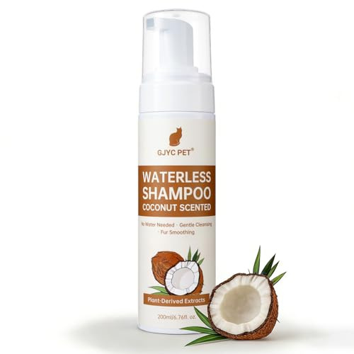 Shampoo secco per gatti – 200 ml, profumo di noce di cocco, pH neutro per la pelle, pulisce e prende cura in morbidezza, districante e idrata – adatto per pelli sensibili