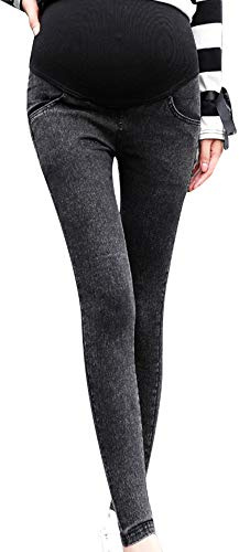 Générique Jean Grossesse Femme Pantalon de maternité élastique Pantalon de Grossesse sur Jeans Le maternité (Black, XXXL)