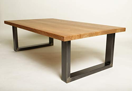 1 BestLoft Couchtisch Detroit - Beistelltisch aus massiver Eiche (Eiche Hell Natur + Gestell Transparent)