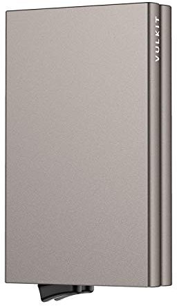 VULKIT Porte Carte de Crédit Metallique Double Etui Porte Carte Bancaire RFID Anti Piratage Aluminium Portefeuilles et Porte-Cartes Homme ou Femme pour 10-14 Cartes, Gris Nickel