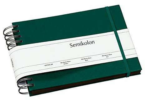 Semikolon 364017 Spiral Album Mini Mucho - 25x16 cm - Fotoalbum, 90 Seiten schwarz, Fotobuch, forest grün