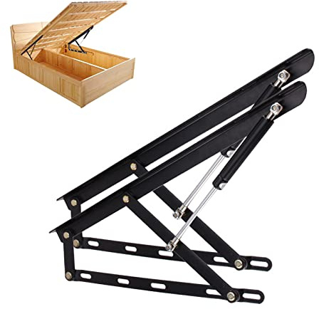 2 Stück Pneumatische Bett Hebemechanismus für schwere Bettkästen,GasdruckdäMpfer,Gasfedern,Möbelscharnierfeder Spring,Scharniere Klapp Lift Up Feder Scharniere,Zubehör Hardware Möbel Tisch,Hebezubehör