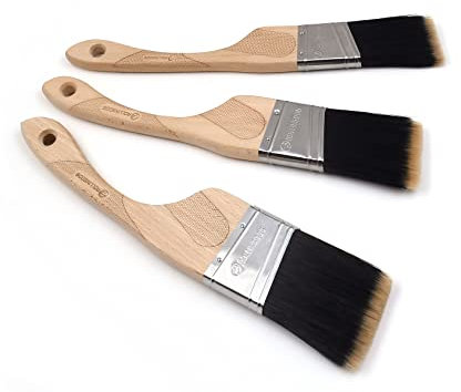 ROLLINGDOG Lot de 3 pinceaux de peinture coudés pour décoration, parfaits pour mur, plafond, découpe de peinture (3,8 cm, 5,1 cm, 6,3 cm)