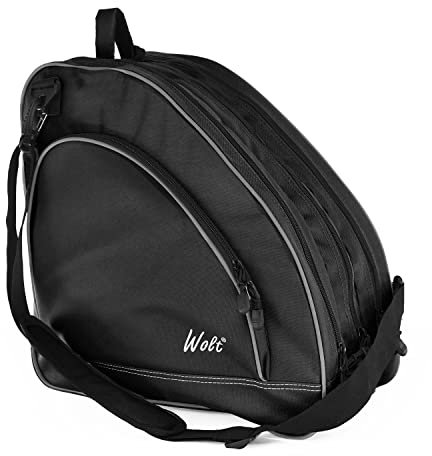 WOLT Schlittschuhtasche – Rollschuh-Taschen, Inline-Skate-Tasche mit verstellbarem Schultergurt, für Jugendliche und Erwachsene, Schwarz