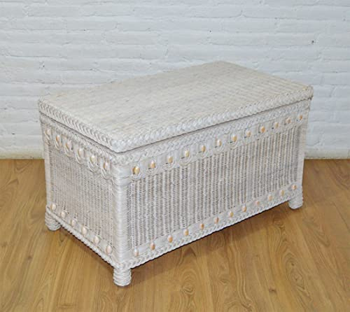 Wicker Trunk Victorian White Wash Woodlined