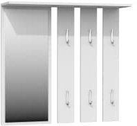 CDF Garderobenpaneel Garderobe Wandgarderobe Mit Spiegel Ablage 6 Haken Flurgarderoben Set Flur Schmal Weiß - Opal