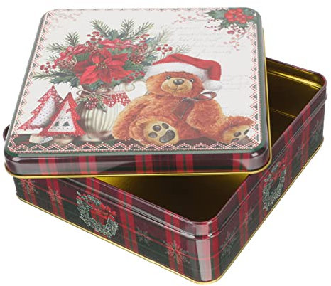 Lurrose Boîte Carrée En Métal Boîte À Biscuits En Métal Pour Offrir En En Fer Blanc De La Veille De Noël Récipient En Fer Blanc Carré De Bonbons De