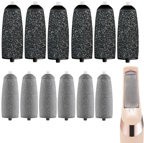 12 Pack Replacement Roller for Flawless Pedi, Replacement Head Refills Compatible with Finish Touch Flawless Pedi Electronic Tool File,6 Extra Coarse & 6 Regular Coarse