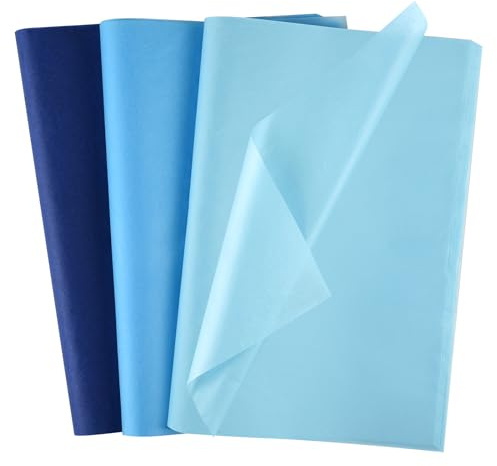 Morcheiong 60 Sheets Blue Tissue Paper Multicolor Art Gift Wrapping Tissue Paper Bulk Gift Wrapping for DIY Birthday Wedding Holiday Crafts Decor Party Festival(20 x 14.5 inches /50 x 37cm)