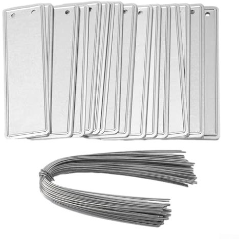 Lot de 50 étiquettes de plantes en aluminium de 2,5 cm avec 50 fils pré-percés pour nom d'arbre
