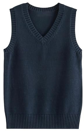 LIUYUYOUGO Donna Maglione Senza Maniche Gilet da Donna Classico con Scollo A V Uniforme in Maglia Solido Pullover Maglieria Maglioni Senza Maniche Canotta in Maglia Casual Gilet in Cotone Lavorato A