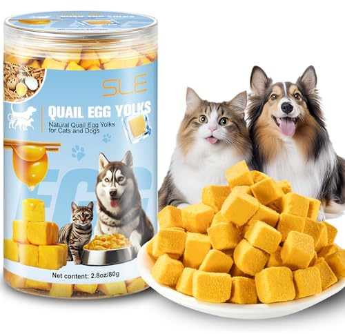 Cat Freeze Dried Quail Egg Yolk Pet Treats, Freeze-Dried Pet Food for Dogs and Cats, Healthy Tasty Snacks Quail Egg Yolk for Training