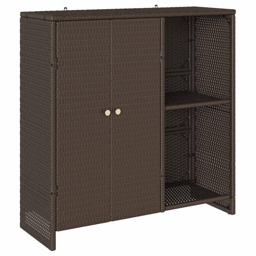 vidaXL Large Rattan Storage Cabinet - Brown Poly Rattan Indoor/Outdoor Shelving