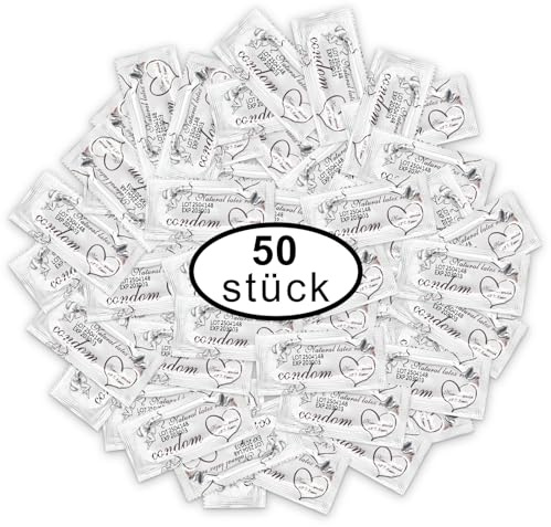 Préservatifs pour hommes - Pack de 50 pièces - Sensation naturelle - Préservatifs extra fins pour des sensations intenses pendant les rapports sexuels - 53 mm de large - Préservatif pour hommes