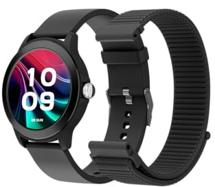 SPC Smartee Duo Vivo 2 - Smartwatch Reloj Inteligente con Esfera Redonda AMOLED 1,32” | Llamadas Bluetooth | 2 Correas | 100 Deportes | IP68 | 8 días batería | Control App, Android/iOS - Negro