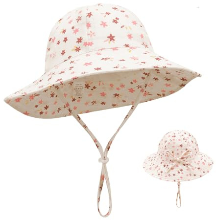 XFSRG Sombrero de Sol Bebé UPF 50+ Protección Solar Gorra de Playa Pétalo Sombrero Sol Osito Solar Bucket Sombreros ala Ancha Plegable Correa Ajustable para Exteriores Natación Piscina