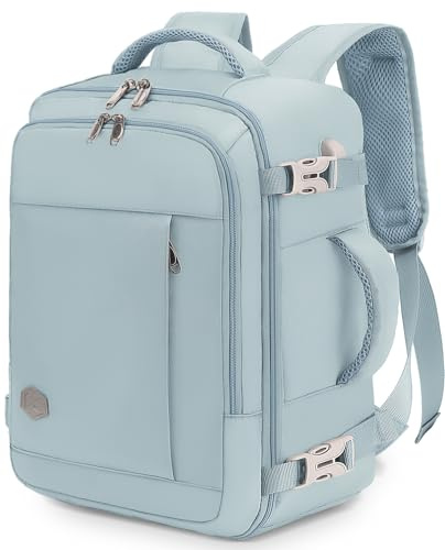 VANKEV 40x30x20 Ryanair EasyJet Eurowings Wizz Air Sac à Dos Voyage Cabine Avion 24L Bagage Cabine Bagage à Main Pour Ordinateur Portable 15.6 Pouces BLEU CLAIR
