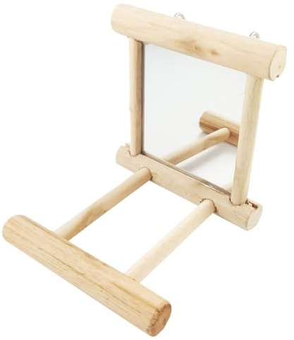 Giocattolo specchio per pappagallo Gabbia per uccelli in legno Giocattolo altalena con supporto per posatoio per parrocc