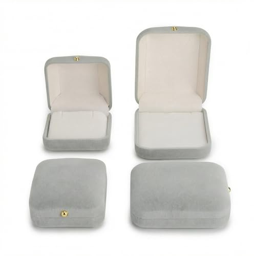 2 pezzi Scatola regalo per gioielli, piccola scatola per gioielli in velluto, scatola per collane, piccola scatola per gioielli, astuccio per gioielli, scatola portagioie in flanella grigio chiaro per