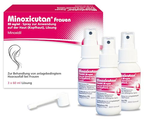 Minoxicutan Frauen 20 mg/ml Spray 3X60 ml für volles Haar - Stoppt Haarausfall, fördert natürliches Haarwachstum