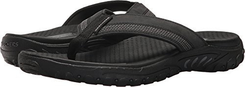 Skechers Herren Reggae Cobano Zehentrenner, Black Leather, 43 EU