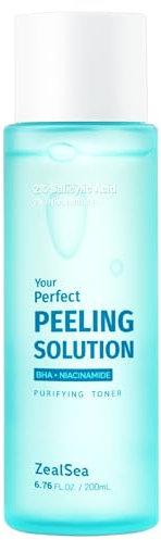 ZealSea Toner Gesicht mit 2% Salicylsäure, Face Toner, Gesicht Exfoliant mit BHA Liquid Peeling gegen Mitesser, Pickel & Unreine Haut - Poren Verkleinern, Mischhaut, Fettige 200ml/6.76OZ